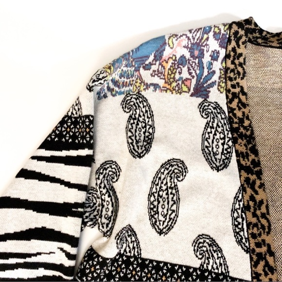 Anthropologie Bricolage Oversized Long Multi-Print Multi-Colored Cardigan - Picture 10 of 12